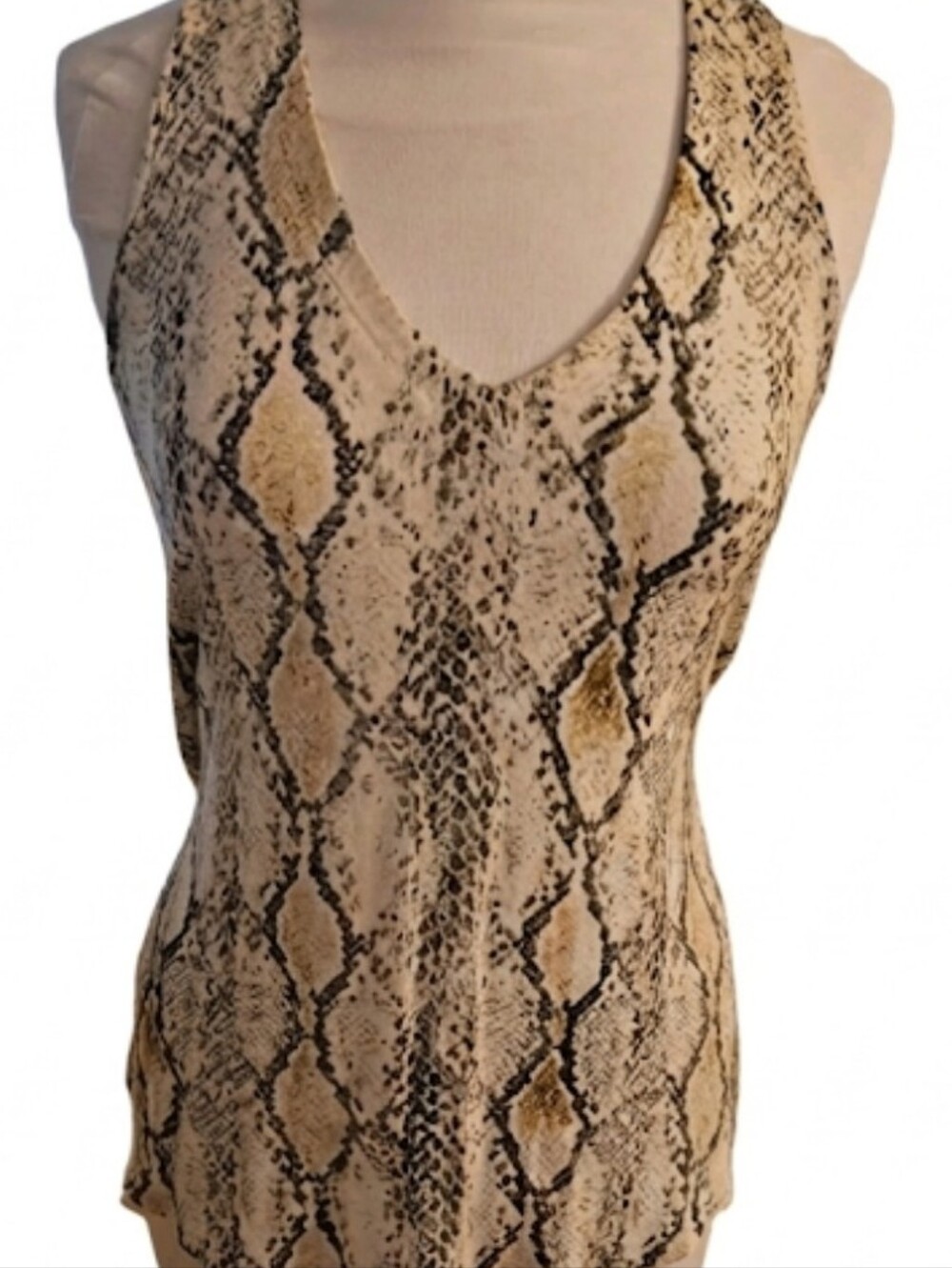 Express Beige and Brown Snake-Print Reptile Tank Top Sz S/M Flatteting